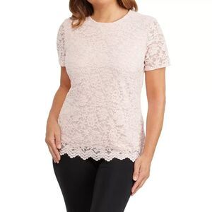 Teddy Rose Women's Lacy Keyhole Top, Pink, NEW